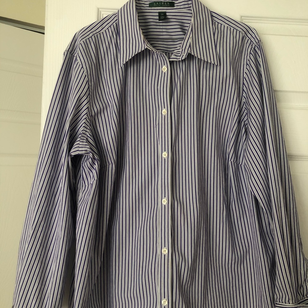 Ralph Lauren button down shirt purple and white
